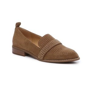 CROWN VINTAGE Lorina Loafers camel cow suede shoes women’s size 9M STUDDED GOLD